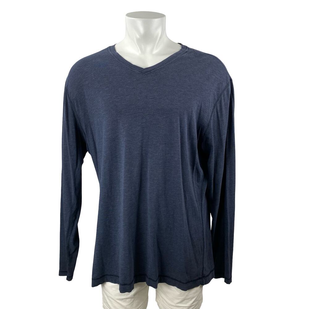 Lululemon Men's Blue V Neck Long Sleeve Sweater Sweatshirt Tee T-Shirt Top Sz XL